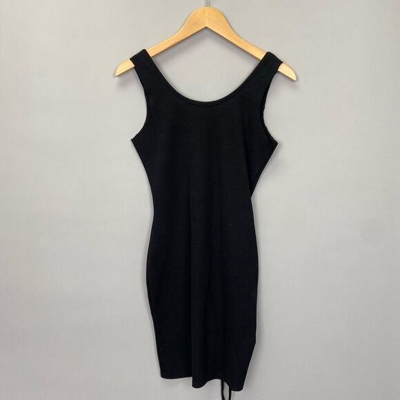 Nasty Gal Black Sleeveless Mini Bodycon Dress Size 8 Side Lace Party Club - Picture 6 of 8